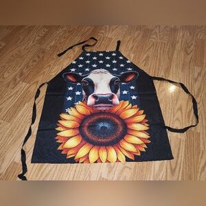 Chef's Apron. Lightweight Canvas. USA, Cow, Sunflower. NWOT